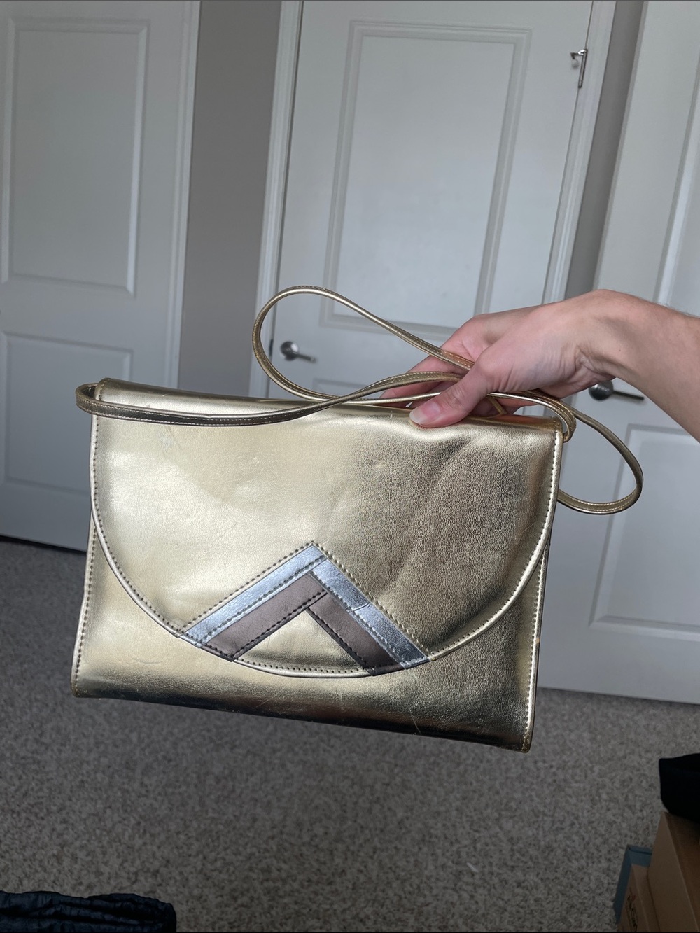 Gold Metallic Envelope Crossbody Bag